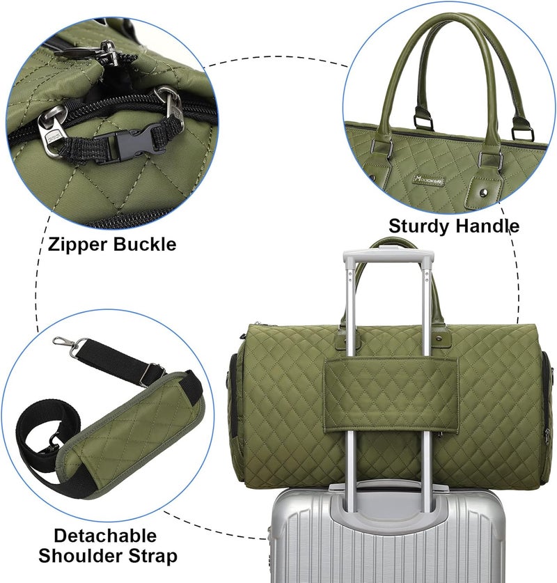 Modoker Womens Convertible Garment Bags for Travel, Waterproof Carry On Garment Bag Garment Duffel Bag - 2 in 1 Hanging Suitcase Suit Travel Luggage Bag, Green - Image 5